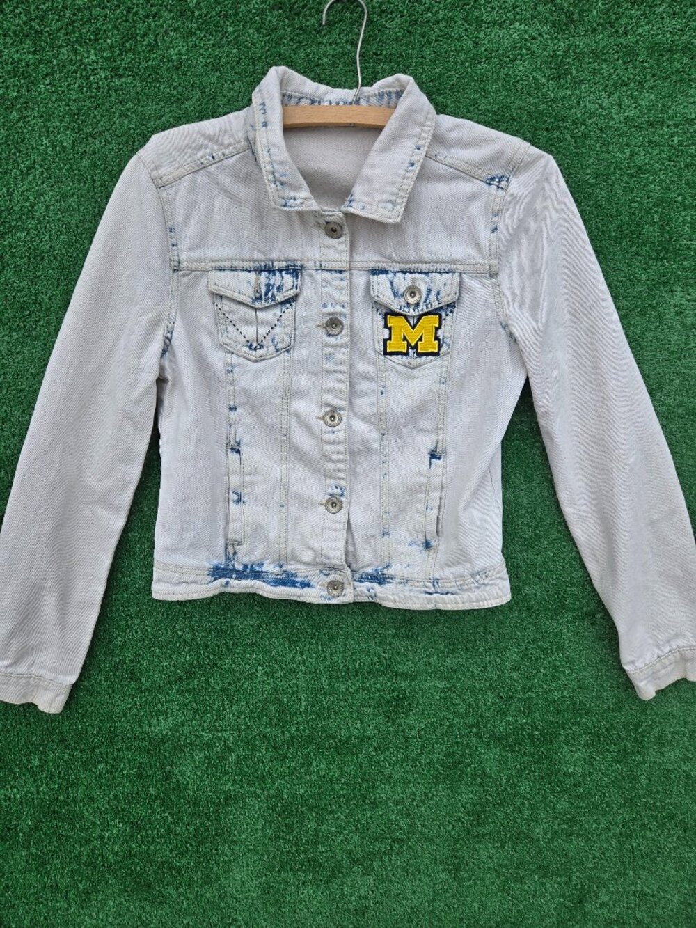 University of Michigan Wolverines Upcycled DIY Denim Jacket